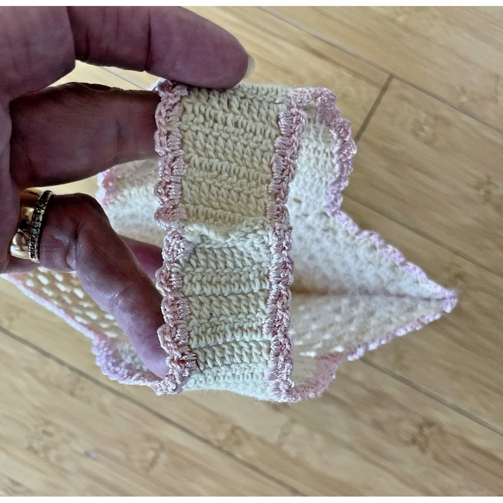 Vintage Basket Crocheted Hot Pad Potholders Doilies Retro Farmhouse‎ Shabby